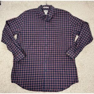 LL Bean Mens Wrinkle Resistant Blue Tartan Plaid Button Down Shirt Size XL Tall